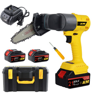 Mini tronçonneuse sans fil 21V, scie électrique portative avec tête interchangeable pour l'abattage en jardinage, combo - Product Image 1