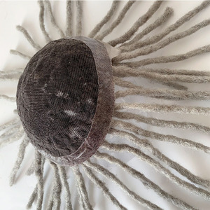 En Stock 8x10 pulgadas <span class=keywords><strong>pelo</strong></span> humano indio 1B <span class=keywords><strong>Color</strong></span> <span class=keywords><strong>gris</strong></span> encaje Base tupé prótesis Afro trenzado pelucas con rastas de 6 pulgadas para <span class=keywords><strong>hombre</strong></span> - Product Image 2