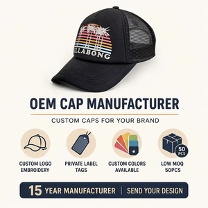 หมวกแก๊ปตาข่ายทรง Trucker ลายต้นปาล์มยามอาทิตย์อัสดง Billabong แบบวินเทจ สำหรับเล่นเซิร์ฟ ขายส่งจากโรงงาน รับผลิตแบบ OEM ขั้นต่ำสั่งซื้อน้อย - Product Image 5