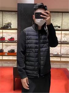 Giacca Bianca da Uomo con Colletto Rialzato, Maniche in Maglia di Cotone, <span class=keywords><strong>Cappotto</strong></span> Invernale Corto e Leggero - Product Image 3