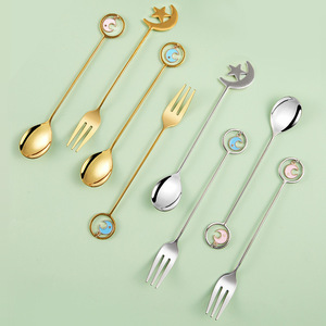 Vendita calda 304 in acciaio inox posate oro posate specchio Dessert torta cucchiaio di frutta forchetta argenteria per ristorante - Product Image 1