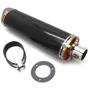 51m 61mm Universal CNC Machined End Modified Motorcycle Exhaust Pipe Silencer Carbon Fiber
