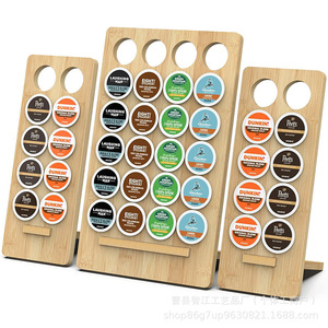 Estante de almacenamiento de cápsulas de café de bambú, estante de almacenamiento de ingredientes para despensa de oficina, soporte organizador de madera simple. - Product Image 5