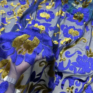 Top Quality French Quality Handmade Printing Soft Natural Silk Maquable Jacquard Velvet Fabric Somali Dirac