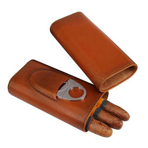 Estuche de Cuero para Cigarros, Humidor Portátil con Cortador de Cigarros Plateado, Accesorios para Fumar, Regalos Empresariales - Product Image 2