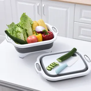 3 In 1 Multi-function Collapsible Cutting Chopping Board Kitchen Foldable Cutting Board Basket