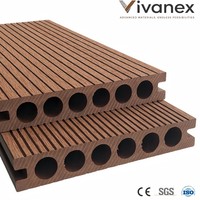Tarima de WPC Resistente y Hueca, Revestimiento de Suelo Compuesto Ranurado para Exteriores, para Renovación de Balcones, Jardines, Patios y Terrazas