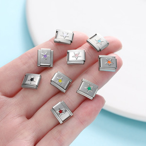 Star Modular Charm Link | 18K PVD Stainless Steel Square Italian <b>Bracelet</b> <b>Bead</b> for DIY Jewelry <b>Making</b> Accessories - Product Image 4