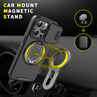 LeYi Coque de Téléphone Robuste Antichoc avec Support Rotatif et Cache Coulissant Magnétique pour Appareil Photo Compatible Samsung S25 Ultra