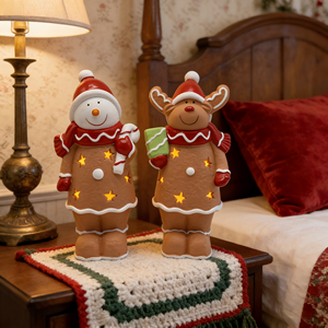 Luces Decorativas <span class=keywords><strong>de</strong></span> Escritorio con Forma <span class=keywords><strong>de</strong></span> Santa Claus y <span class=keywords><strong>Muñeco</strong></span> <span class=keywords><strong>de</strong></span> <span class=keywords><strong>Nieve</strong></span> Pintados en Terracota - Adornos Navideños <span class=keywords><strong>de</strong></span> Interior con Brillo LED - Product Image 2