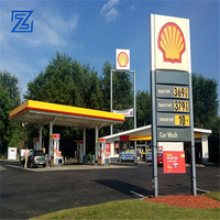 Structure en acier préfabriquée pour station-service, design spécial, avec éclairage LED, compatible avec les distributeurs de carburant, montage au sol/mural