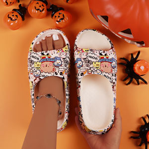 Pantuflas con Estampado de Esqueleto y Rosa para Mujer para Halloween - Sandalias Planas Modernas con Tiras de Hebilla, Pantuflas Personalizadas - Product Image 5