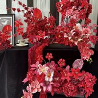 Fleurs artificielles en soie pour mariage chinois, remise de diplôme, Nouvel An, Fête des Mères, Fête des Pères, arrangement floral extérieur, rose, lys