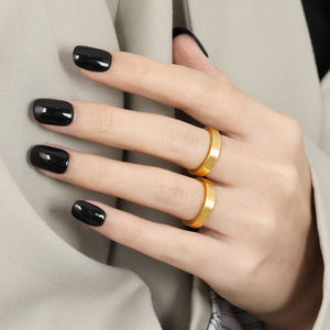 Mode or plaqué femmes bijoux en acier inoxydable anneaux en couches anneau uni brossé mode bijoux anneaux - Product Image 5