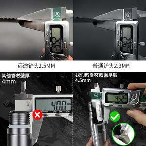 Pala plegable multifuncional negra con mango en D, herramienta de supervivencia para acampar al aire libre con linterna y cuchillo. - Product Image 3