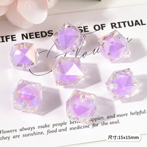 Cuentas cuadradas recubiertas de acrílico AB de 16mm, cuentas geométricas huecas de color dúo brillante para hacer joyas DIY, bolso, pulsera, abalorio de coche - Product Image 6