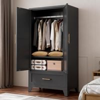 Armoire Moderne en Bois avec 1 Tiroir, Tringle à Vêtements, 2 Portes et Étagère – Durable et Écologique pour Chambre, Bureau, Hall d'Entrée, Maison d'Hôtes