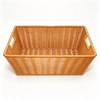 Panier de rangement rectangulaire en rotin PP tressé à la main, écologique, durable, peu encombrant, imperméable, pour la cuisine et le salon