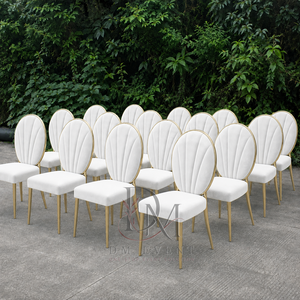 Silla de Comedor de Acero Inoxidable con Respaldo Ovalado Dorado y Cojín Blanco para Hoteles y Eventos de Boda, Venta al Por Mayor - Product Image 2