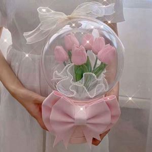 ดอกไม้ทรงกลมอะคริลิคใสทันสมัย ช่อดอกไม้ DIY สีและโลโก้ปรับแต่งได้ บรรจุภัณฑ์รักษ์โลก สำหรับตกแต่ง - Product Image 1