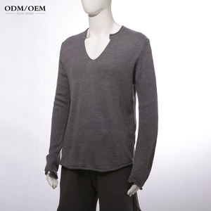 Pull en tricot d'hiver pour homme, couleur unie, col en V, 100% coton, pull-over pour homme - Product Image 3