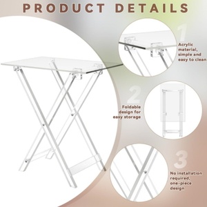 Acrylic có thể gập lại TV Bàn ăn tối cho ăn Snack cà phê giường bàn bên phòng khách đồ nội thất nhà bếp lắp ráp dễ dàng - Product Image 3