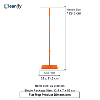 Serpillère à clipser robuste et détachable, manche en acier inoxydable de 129,5 cm, tête pivotante flexible à 360°, nettoyage commercial des sols