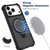 Coque de téléphone antichoc magnétique avec béquille pour iPhone 17 16 15 14 13 12 Pro Max, coque arrière rigide en PC avec protection de l'appareil photo