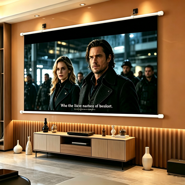 TELUXSEE  Long Throw High Gain PVC Matte  4K 115-inch 16:9 Ultra HD 3D Portable Wall-Mounted Family Cinema Projection Screens