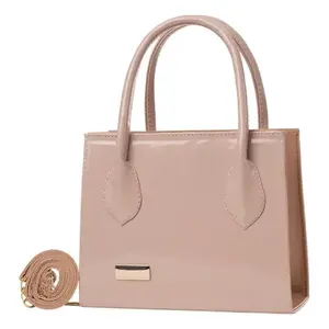 Bolsa de Maquillaje Fana Jena para Mujer, Color Sólido, Acabado Liso, Estuche para Guardar Sombras de Ojos, Asa Color Nude con Cierre - Product Image 1