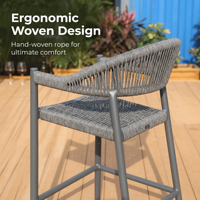 Ensemble de bar extérieur moderne en composite bois-plastique WPC, chaise en alliage d'aluminium antirouille pour jardin, patio, pub, terrasse