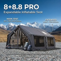 Tente Gonflable d'Extérieur Portable 8+8.8 Pro Améliorée, Qualité Supérieure, Quatre Saisons, 5-6 Personnes, Coupe-Vent, en Oxford, Personnalisable en Usine