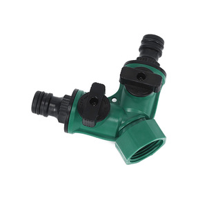 Connecteur d'eau en plastique en forme de Y 16 mm, vanne à double voie pour robinet de jardin avec connexion flexible en caoutchouc - Product Image 1