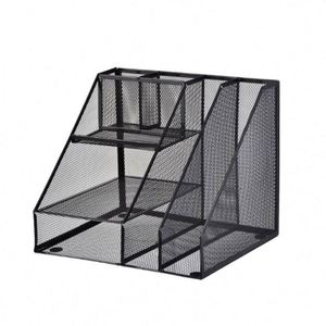 Multifunctional Black Metal Mesh Desk <b>Organizer</b> <b>File</b> Storage Stationery Set for Office and Home Supplies - Product Image 1