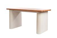Table en bois massif artisanale WT005, finition lavée, bois de teck d'Indonésie, charme rustique, villa, maison, Alia White