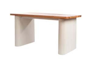 Mesa de Madera Artesanal, Mesa de Comedor de Madera Maciza WT005, Acabado Lavado, Madera de Teca de Indonesia, Encanto Rústico, Estilo Villa, Alia Blanca - Product Image 3