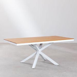 AJUNION Table de <span class=keywords><strong>jardin</strong></span> rectangulaire en aluminium bois meubles de restaurant Table à manger d'extérieur pour <span class=keywords><strong>6</strong></span> <span class=keywords><strong>personnes</strong></span> - Product Image 2