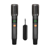 Microphone à condensateur sans fil portable CQA B02 deux-en-un U-Band FM pour karaoké, à directivité omnidirectionnelle, pour enregistrement à domicile et en direct