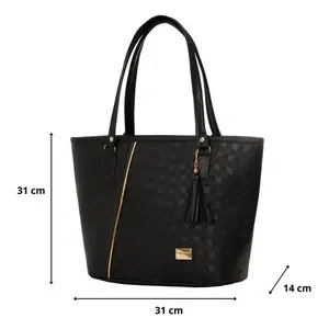 Bolso Tote para Mujer Fana Cayetana, Negro, PU, Cierre con Cremallera, Decoración con Borlas, Uso Diario, Modelo M3844 - Product Image 4