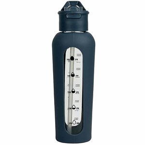 Bouteille d'eau en verre de 750 ml avec paille en silicone et manchon en silicone intégral - Product Image 3