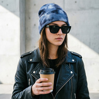 ZHENBANG Bonnet tricoté personnalisé tie-dye, style slouchy, chaud pour l'hiver, style hipster, vente directe d'usine, lot en gros, livraison mondiale