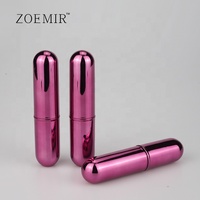 Étui à rouge à lèvres rose brillant en forme de pilule, tube vide en plastique personnalisé pour baume à lèvres, capsule pour rouge à lèvres