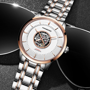 Reloj Mecánico Automático para Hombre Hengbao Luo, Correa de Acero Inoxidable de 24 mm, Cristal, Resistente al Agua 5 BAR, Diseño Hueco, Luminoso - Product Image 1