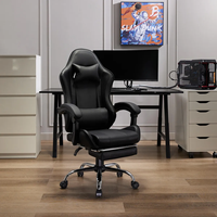 Chaise de bureau pivotante de qualité supérieure, roulement fluide, entièrement noire, nouveau logo, chaise de gaming pour adultes avec repose-pieds massant