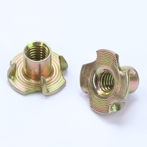 Nindejin Inserts à écrou en T à quatre mâchoires en acier inoxydable 304 / acier au carbone, plaqués zinc bleu / zinc coloré, M4-M10, Grade 6.8/4.8/8.8 - Product Image 2