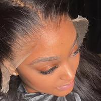 Proveedor Mayorista de Pelucas de Cabello Humano con Ondas Suaves para Mujeres Negras, Pelucas con Cierre Frontal de Encaje HD Transparente, Peluca alibaba