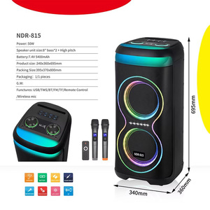 NDR-815 Tốt Nhất Người Bán Mạnh Mẽ Âm Thanh Bên Loa Ngoài Trời Kép 8Inch Máy Karaoke Loa Với Đèn LED Chiếu Sáng - Product Image 5