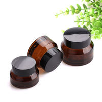 Frasco de vidrio ámbar hermético de 50ml con tapa de plástico para crema para el cuidado de la piel, crema para ojos, cosméticos