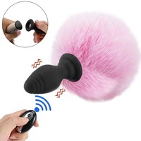Produits pour adultes peuvent être remplacés par une boule de poils de queue de renard Bouchon anal vibrant en silicone Sphincter anal Sphincter anal