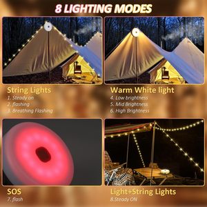 100LED Portable Solar <b>String</b> for Camping USB Charging RGB Warm White Outdoor Tent Garden Decorative Remote Control RoHS - Product Image 6